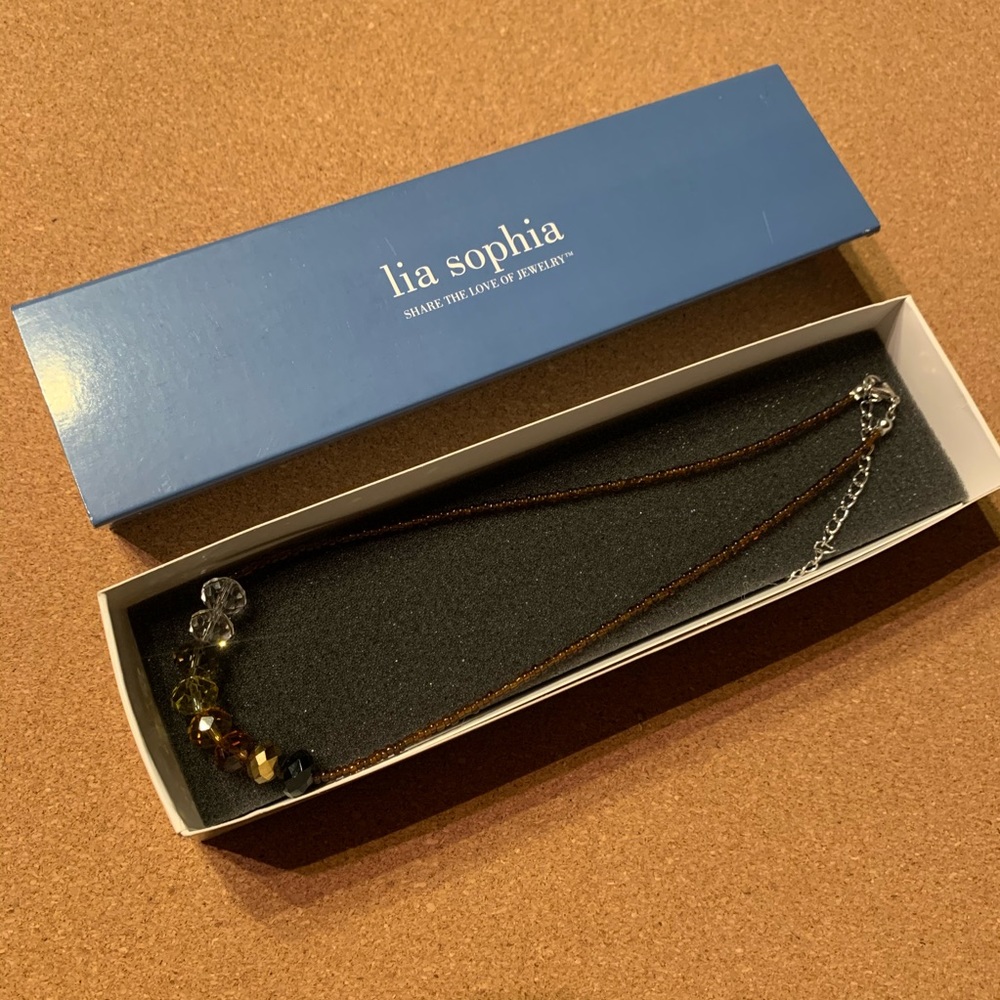 Lia Sophia beaded jewel sparky necklace with box